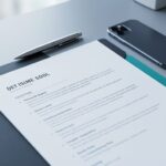 Clean resume page with a pen on a modern desk, photographed with soft natural light and shallow depth of field.