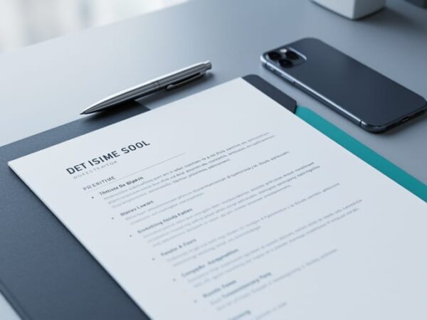 Clean resume page with a pen on a modern desk, photographed with soft natural light and shallow depth of field.