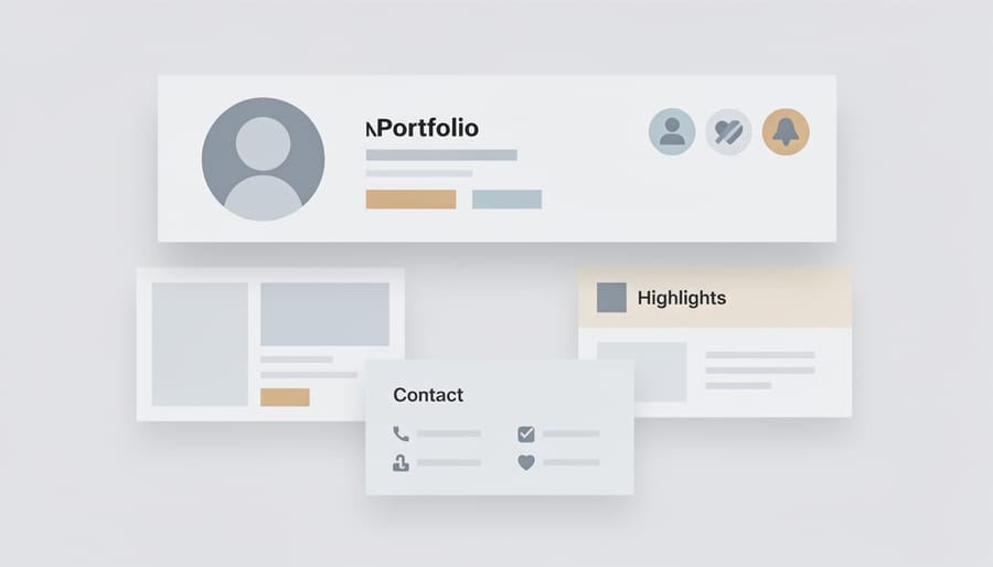 Resume header-style layout with prominent name block and coordinated accent elements to represent personal branding design